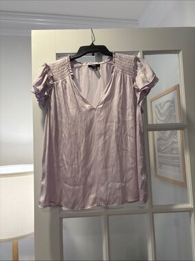 PAIGE Lavender V-Neck Short Sleeve Blouse